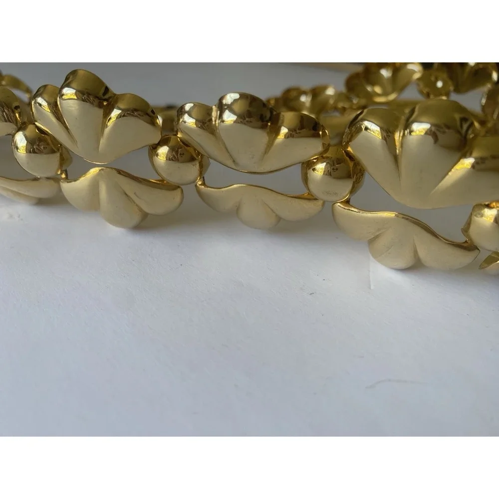 VTG High-Shine Gold Tone Shell Link Chain Belt Statement Scallop Mod Boho 34
